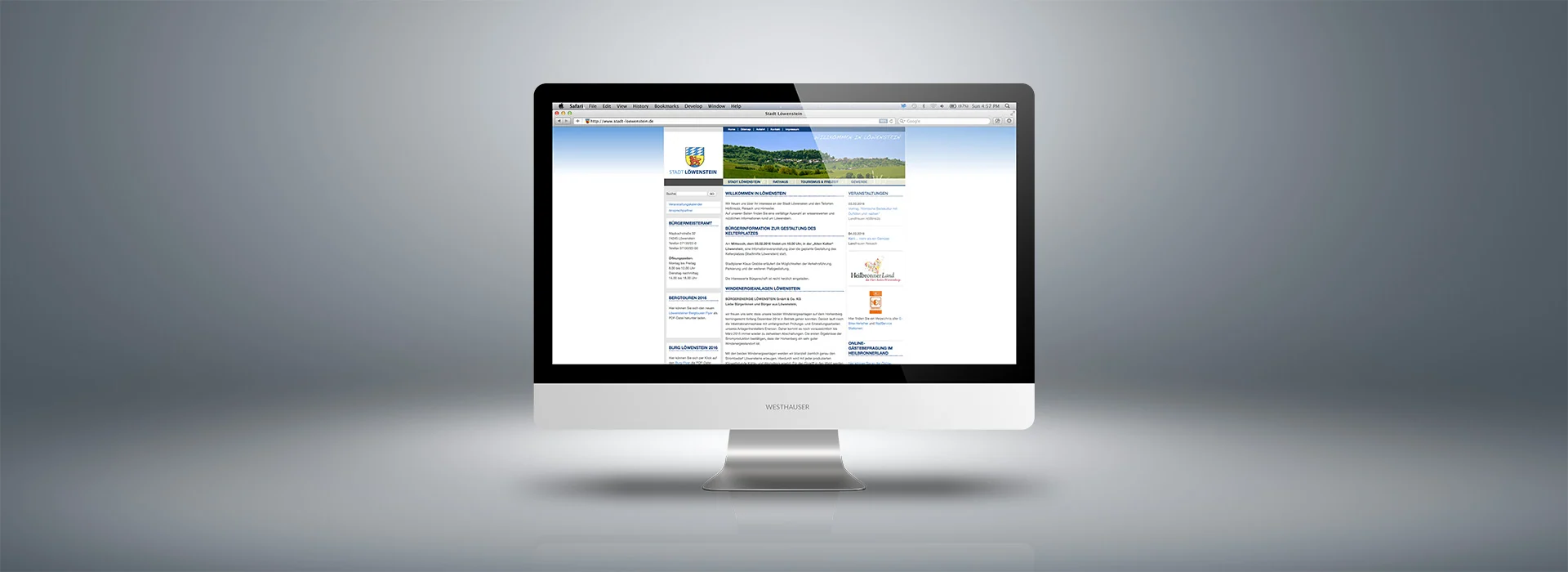 Stadt Löwenstein: Webdesign – Ansicht 1